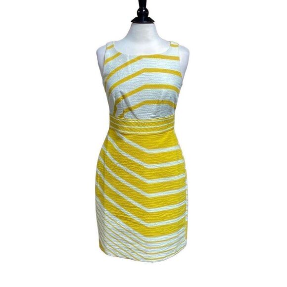 The Limited Mustard & Cream Sleeveless Dress Size 8 - Picture 1 of 8
